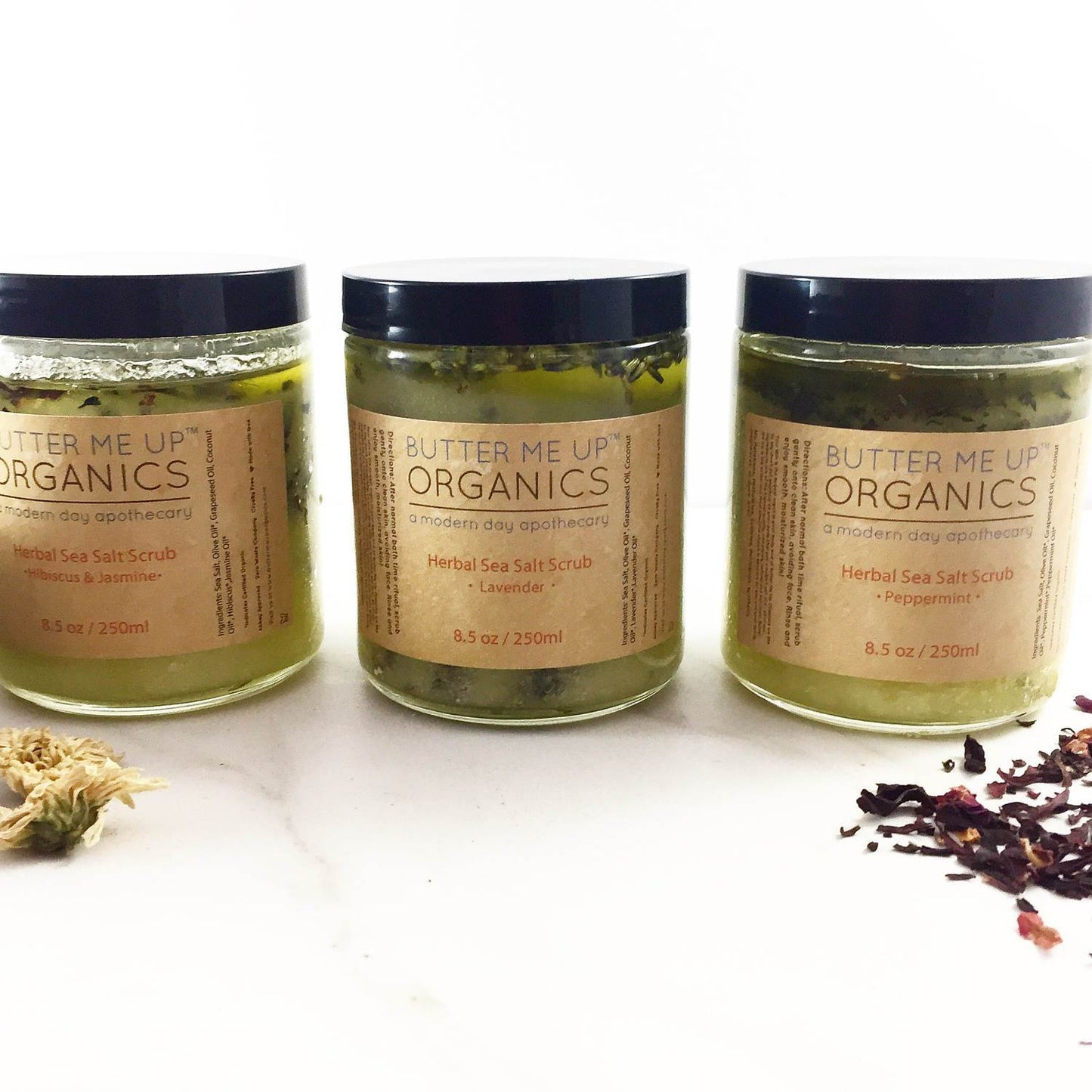 BUTTER ME UP ORGANICS Sea Salt Herbal Scrub / Spa Pamper Treat