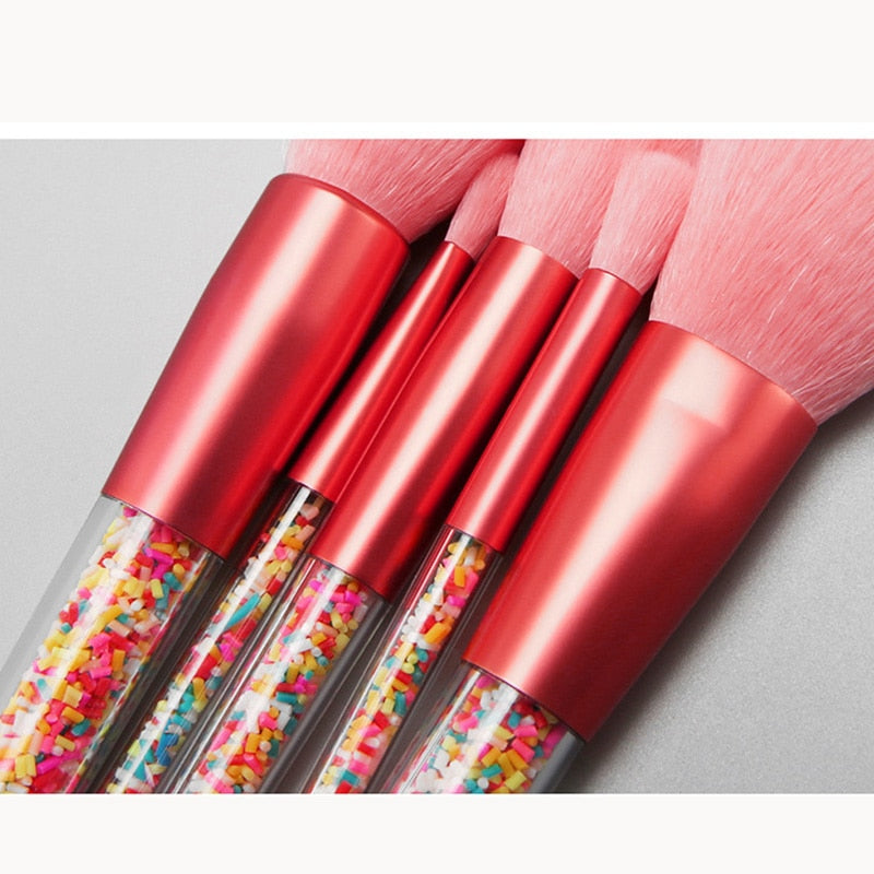 Makeup Brush Set / Lollipop Candy Crystal / 5 PC