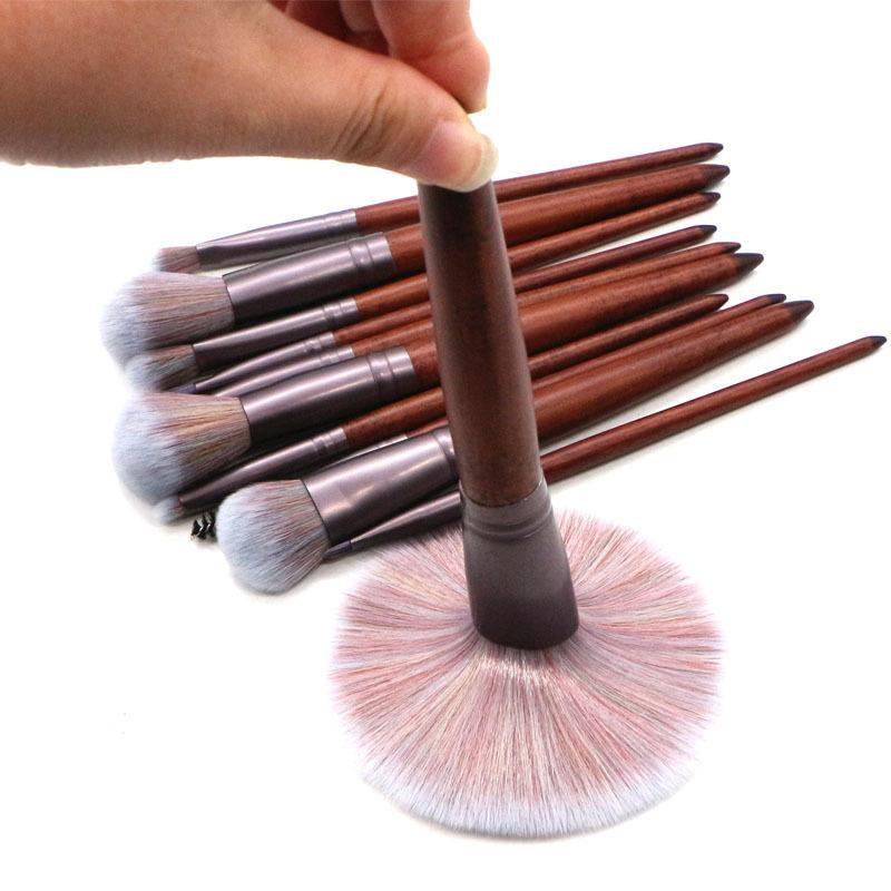 Makeup Brush Set / 11 PC / Natural Wood-Matte Coffee Aluminum