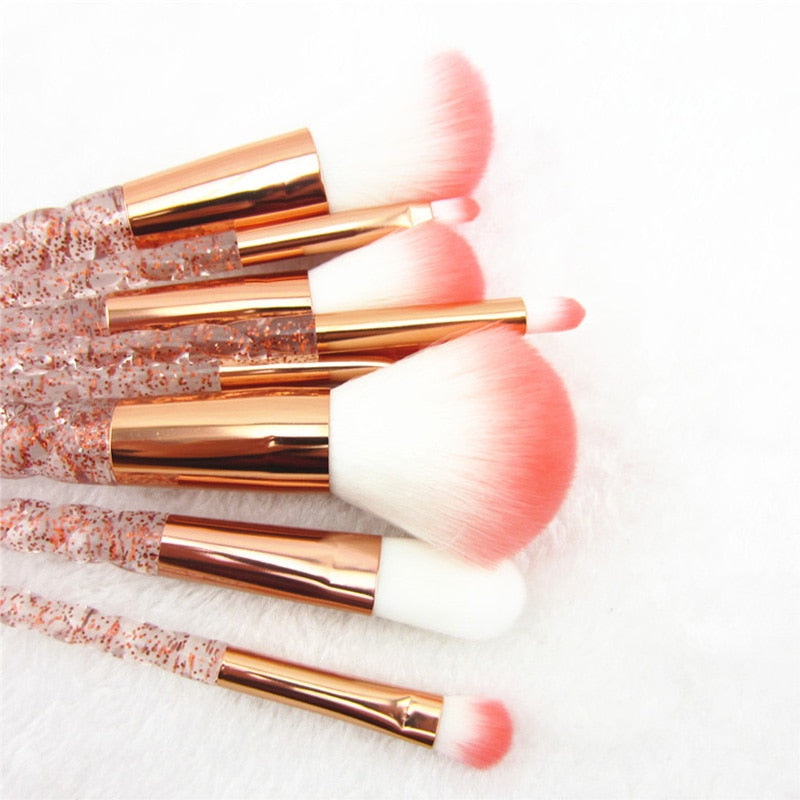 Makeup Brush Set / Red Glitter Diamond Crystal / 8 PC