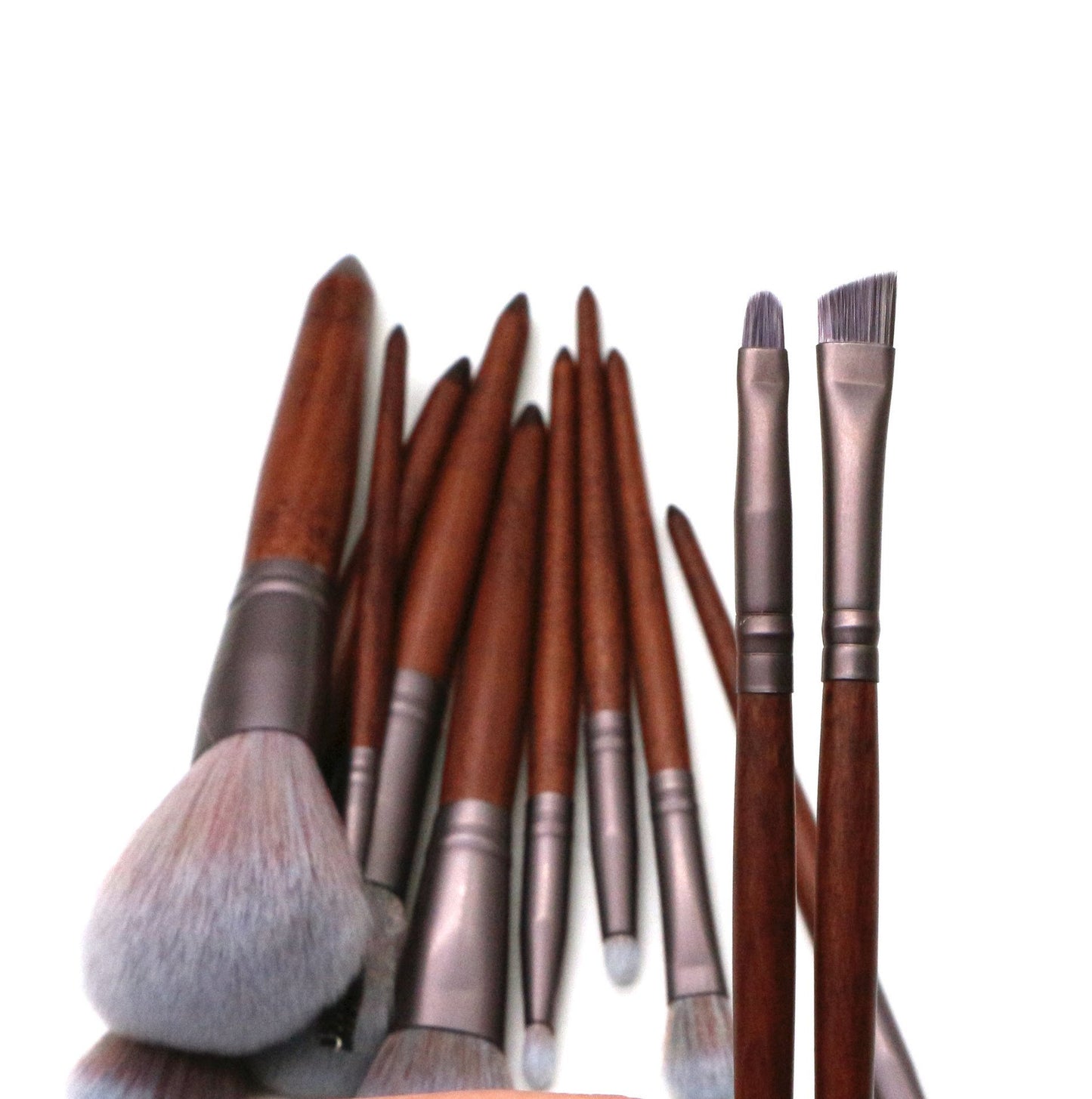 Makeup Brush Set / 11 PC / Natural Wood-Matte Coffee Aluminum