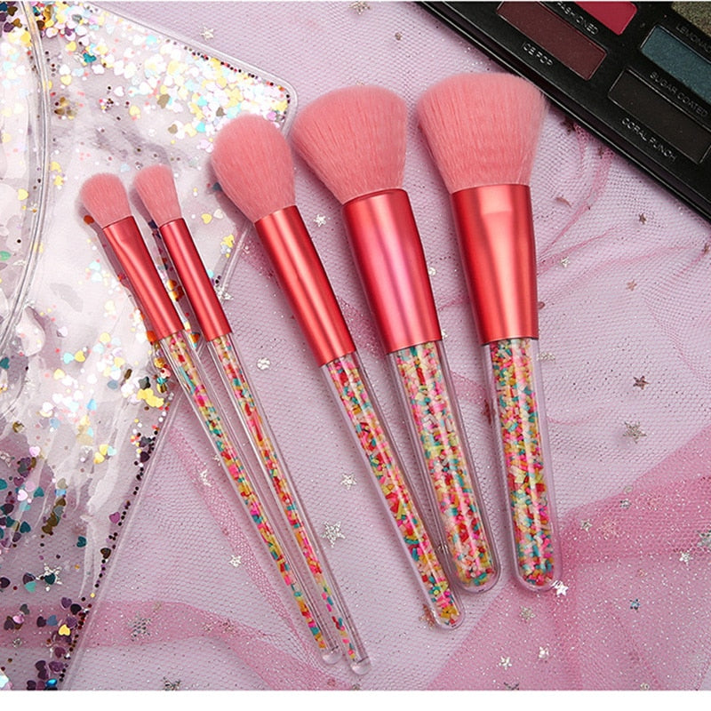 Makeup Brush Set / Lollipop Candy Crystal / 5 PC