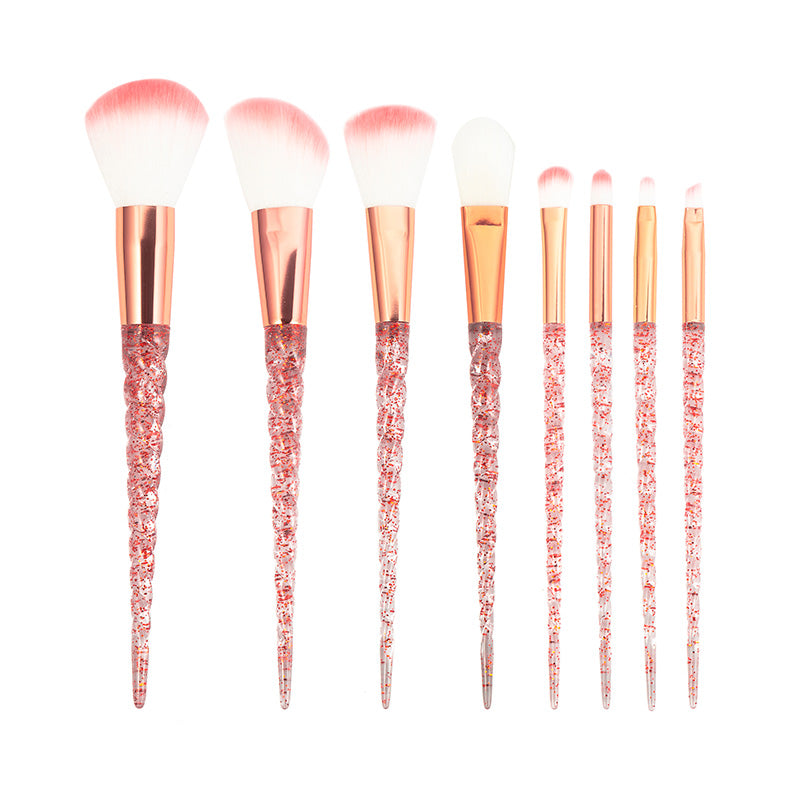 Makeup Brush Set / Red Glitter Diamond Crystal / 8 PC
