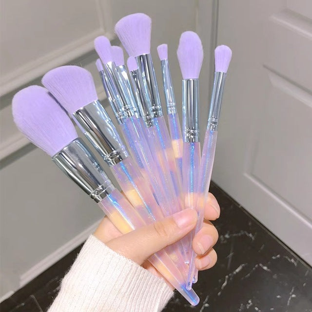 Makeup Brush Set / Purple / Storage Bag / 10 PC