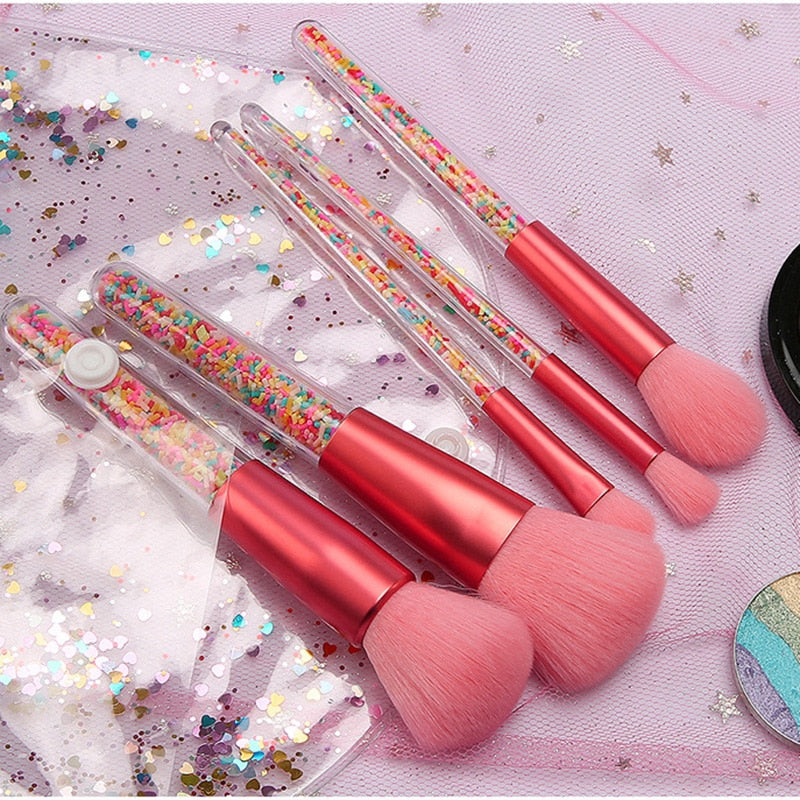 Makeup Brush Set / Lollipop Candy Crystal / 5 PC