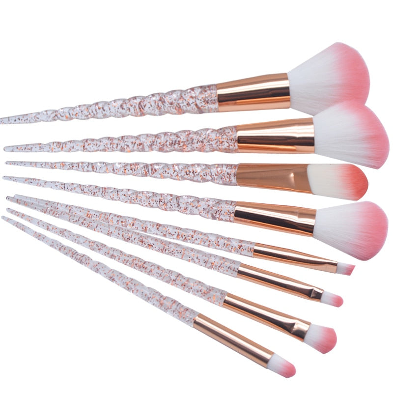 Makeup Brush Set / Red Glitter Diamond Crystal / 8 PC