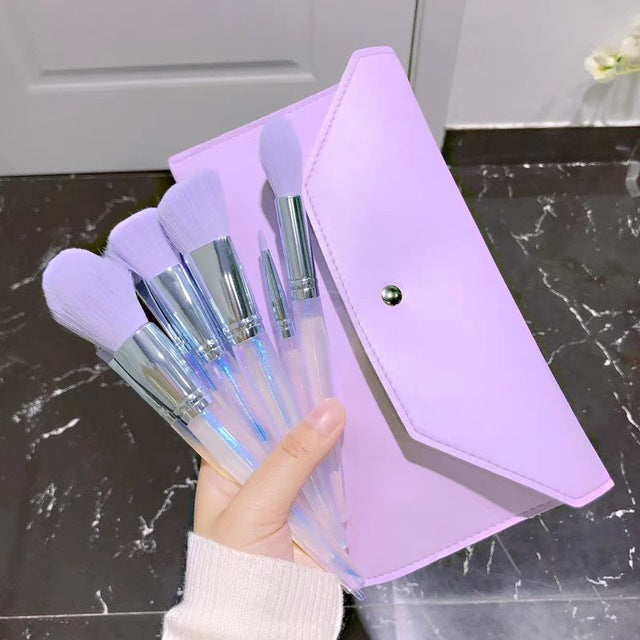 Makeup Brush Set / Purple / Storage Bag / 10 PC