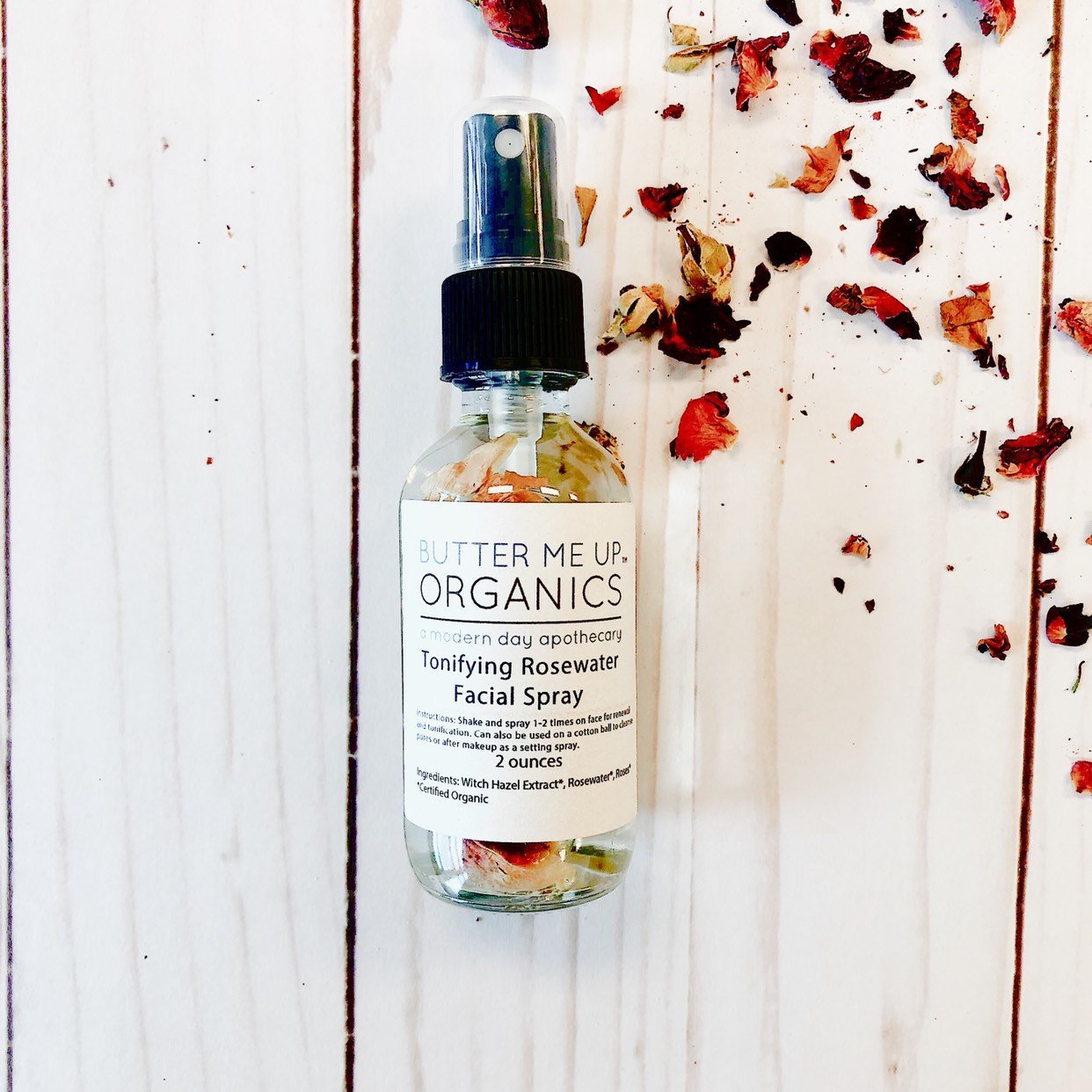 BUTTER ME UP ORGANICS Rosewater Toner / Facial Mist / Setting Spray