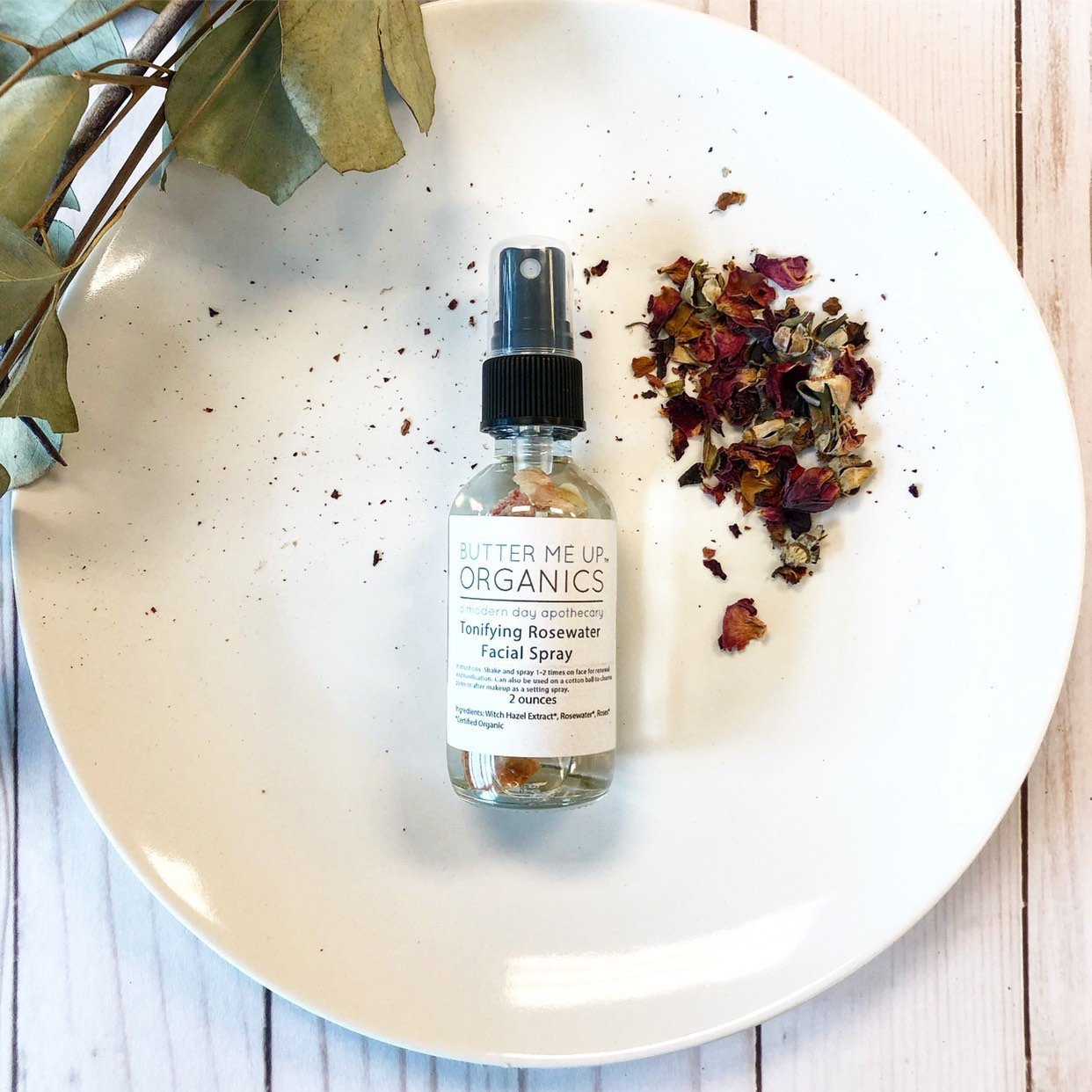 BUTTER ME UP ORGANICS Rosewater Toner / Facial Mist / Setting Spray