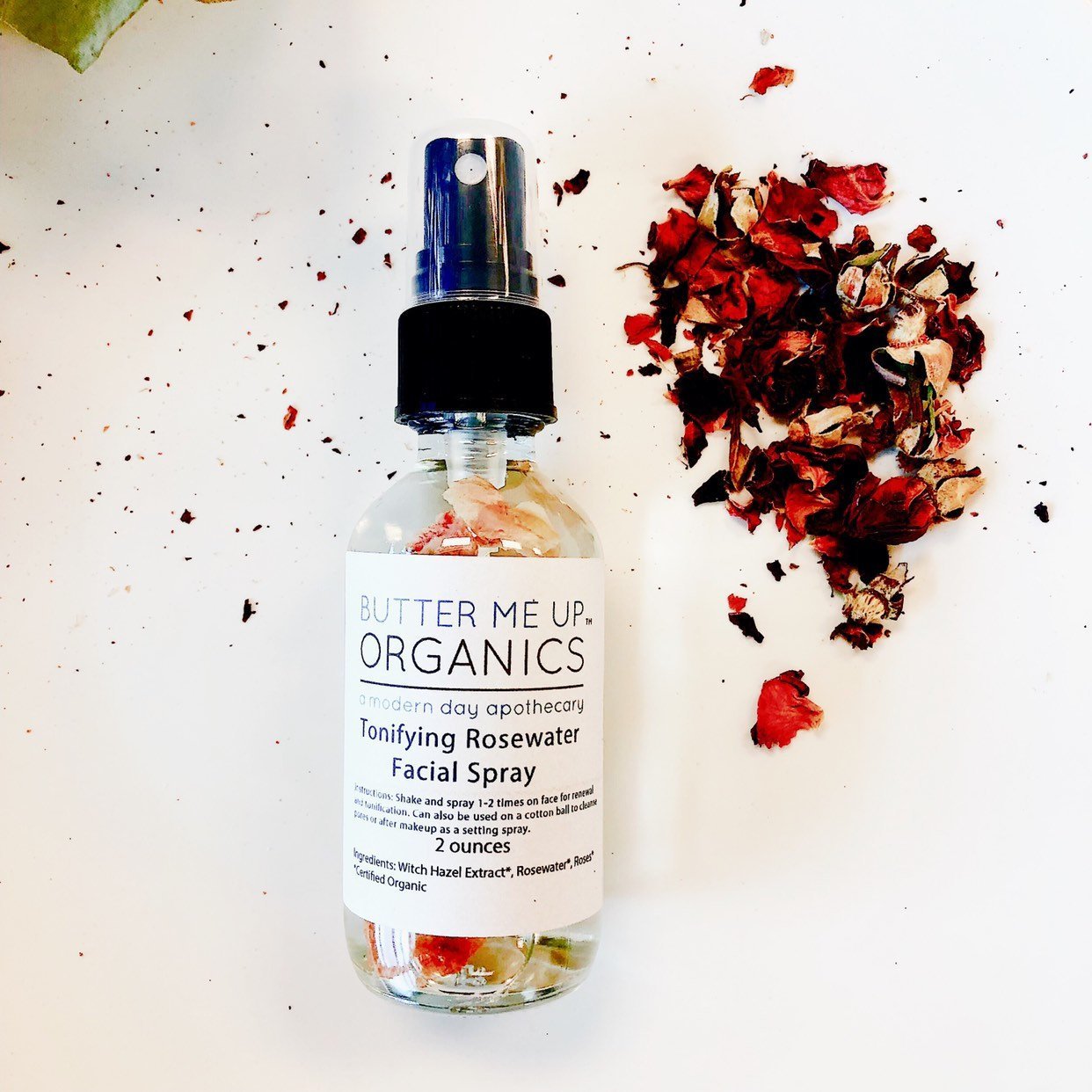 BUTTER ME UP ORGANICS Rosewater Toner / Facial Mist / Setting Spray