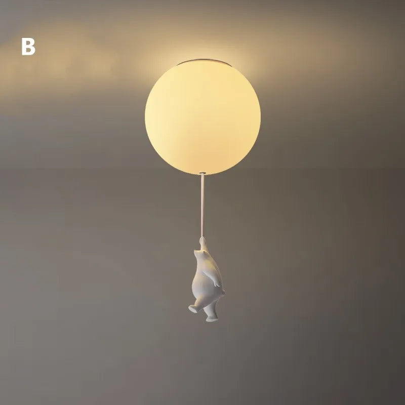 Nordic Children's Little Bear Floating Balloon Ceiling Light Fixture