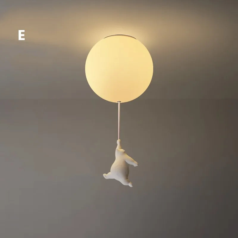 Nordic Children's Little Bear Floating Balloon Ceiling Light Fixture
