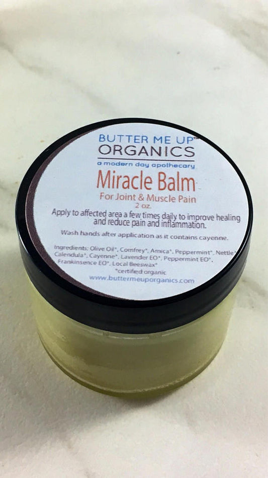 BUTTER ME UP ORGANICS Miracle Balm / Organic Herbal pain balm  / muscle and joint pain
