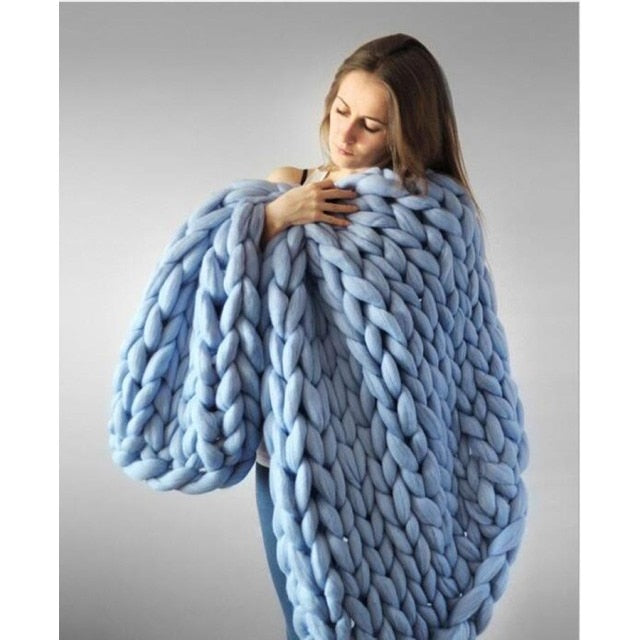 Chunky Knitted Wool Blanket / Throw