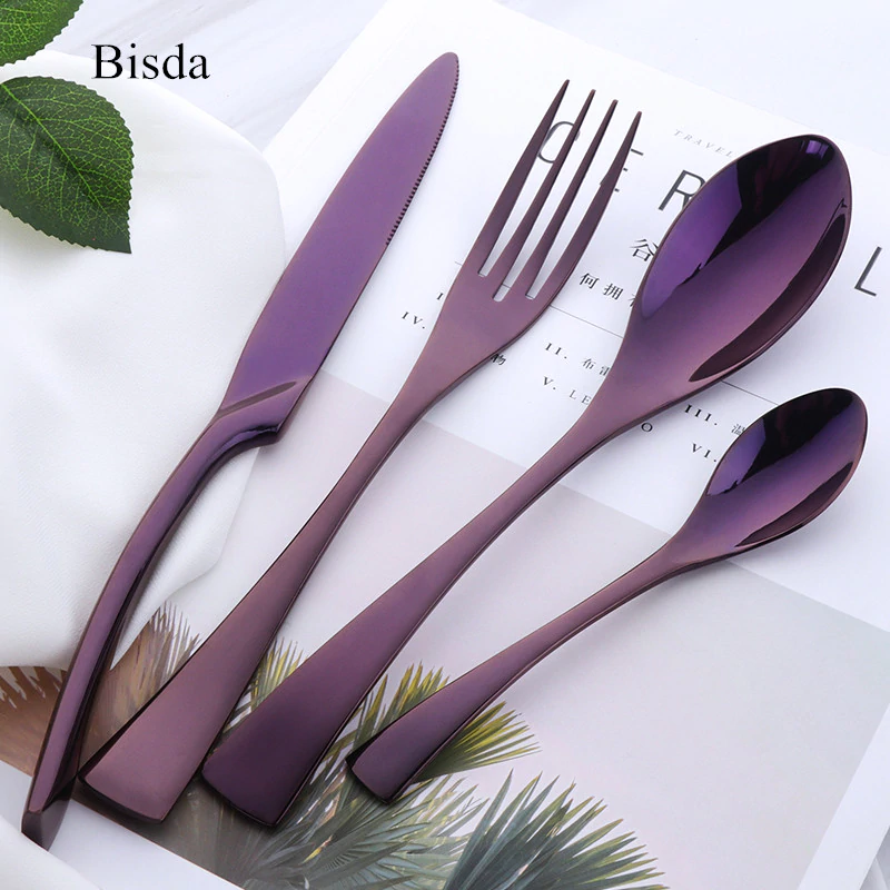 Silverware Flatware Cutlery Set / Stainless Steel / 4 PC / 4 SETS / 6 SETS / Black / Purple / Blue / Rose Gold