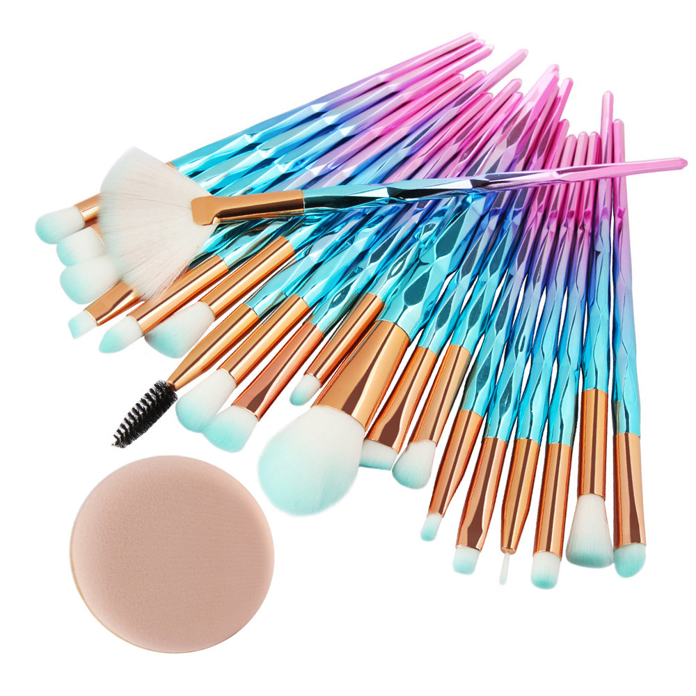 Makeup Brush Set / Diamond / 20 PC / Multiple Colors