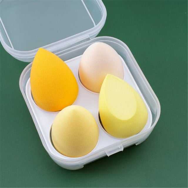 Makeup Sponges / Egg / Storage Box / 4 PC / Multiple Colors