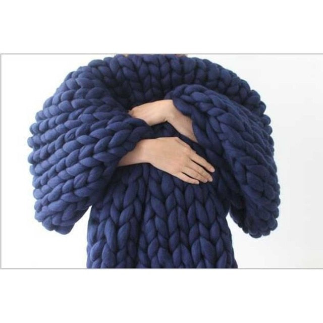 Chunky Knitted Wool Blanket / Throw