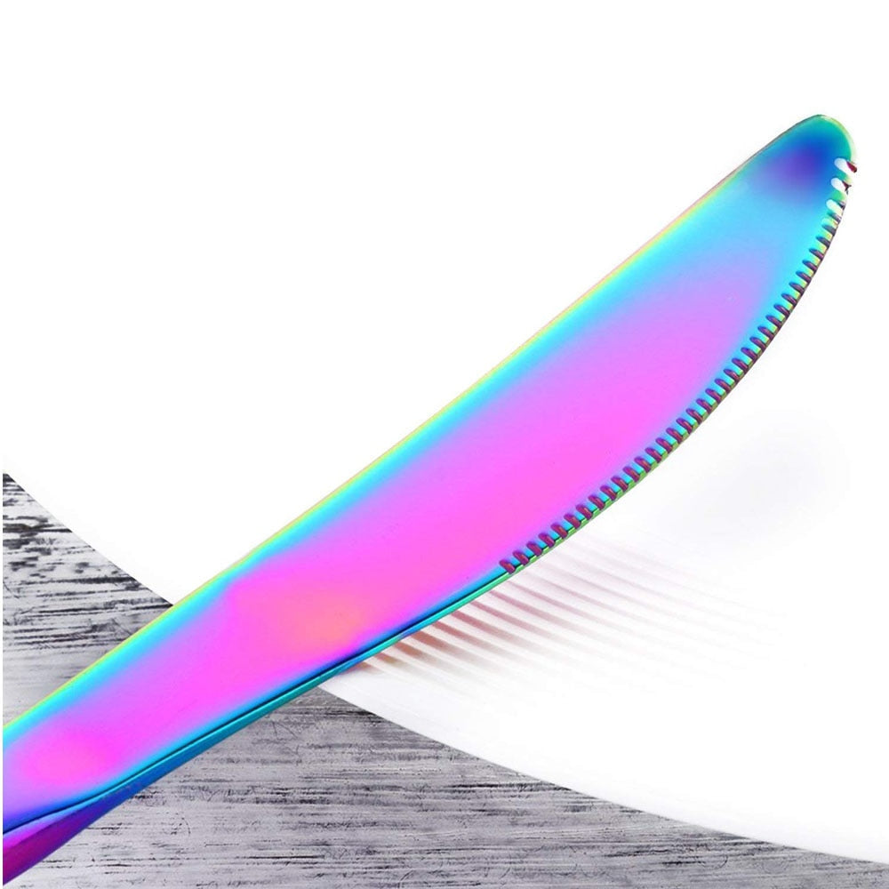 Silverware Flatware Cutlery Set / Rainbow Multicolor / 24 PC