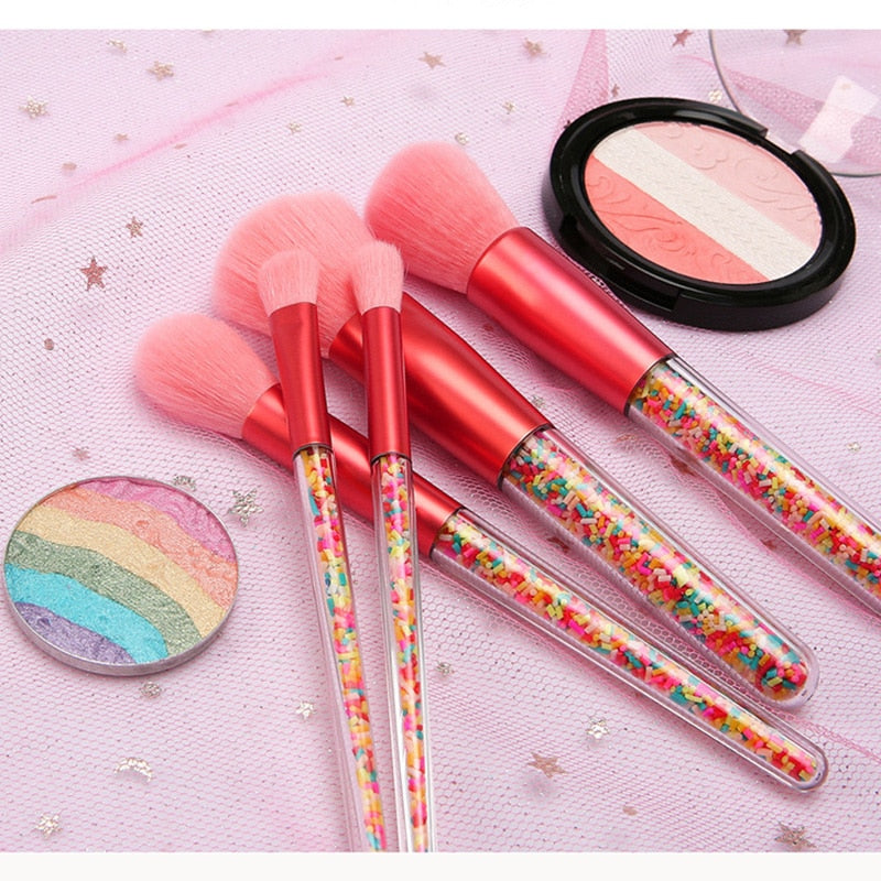 Makeup Brush Set / Lollipop Candy Crystal / 5 PC