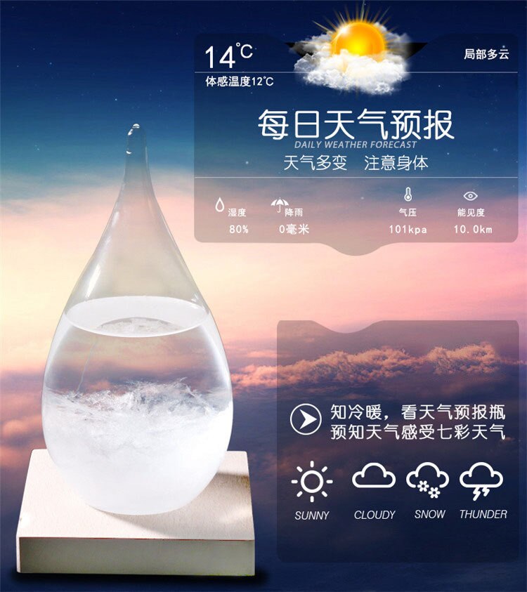 Weather Forecasting Bottle / Droplet Storm Glass