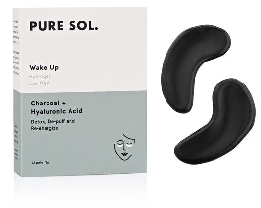 PUR SOL Wake Up Hydrogel Eye Mask / Charcoal + Hyaluronic Acid / 12 PR